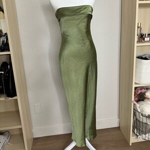 Satin Green Strapless Dress